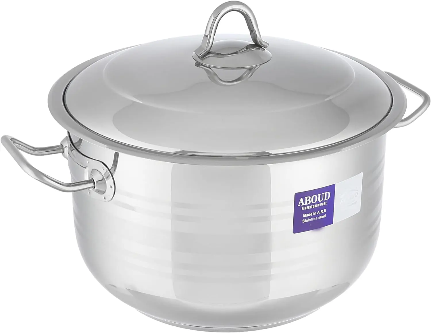 Aboud Striped Stainless Steel Pot, Size 26, Silver
