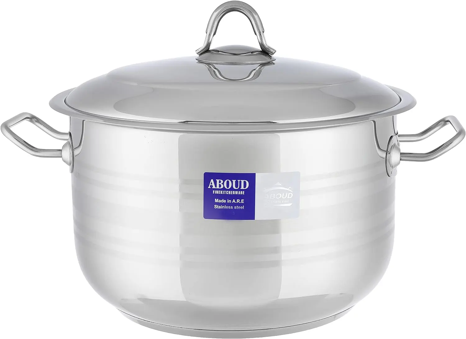Aboud Striped stainless steel pot , size 26, silver