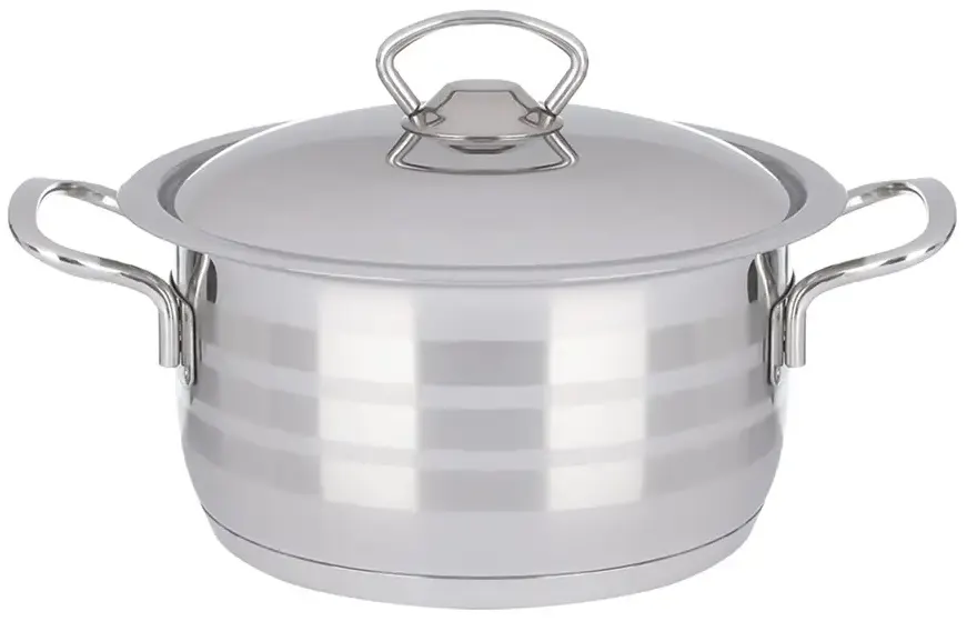 Aboud Striped Stainless Steel Pot, Size 20, Silver