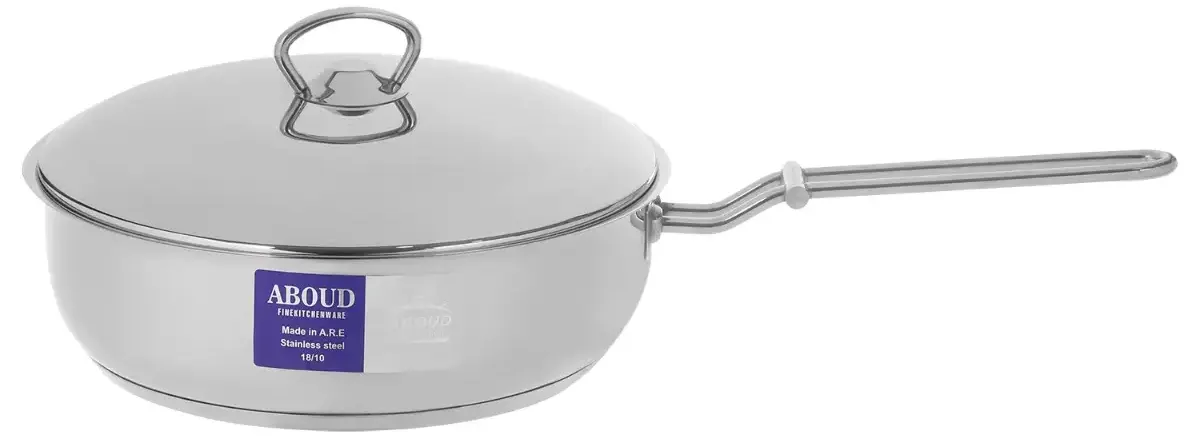 Aboud Stainless frying pan with lid , size 24, silver