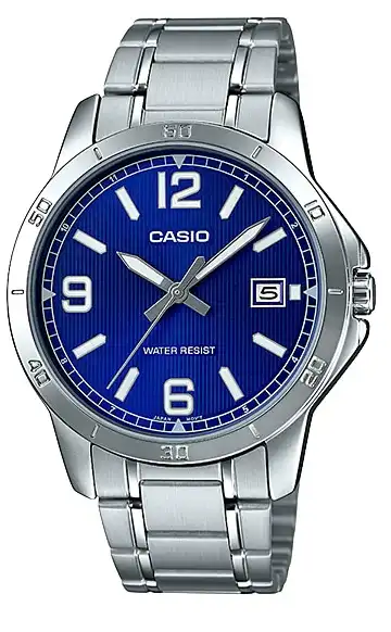 ساعة كاسيو رجالي، عقارب، سوار ستانلس ستيل، فضي، MTP-V004D-2BUDF