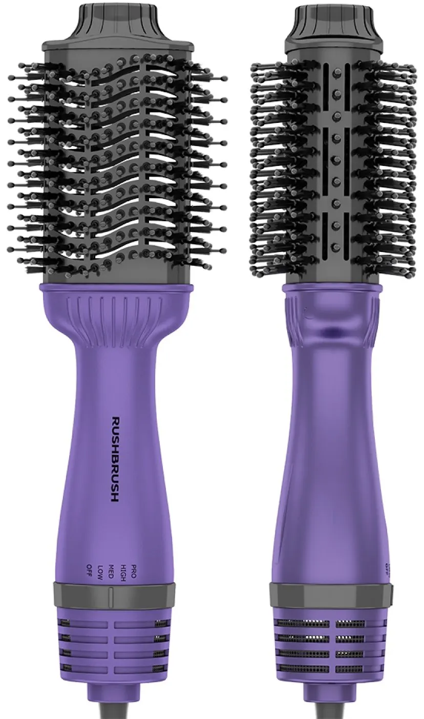 Rush Brush V3 Pro Hair Straightening Brush, Ceramic Coating, 1400 Watt, Purple, V3 PRO