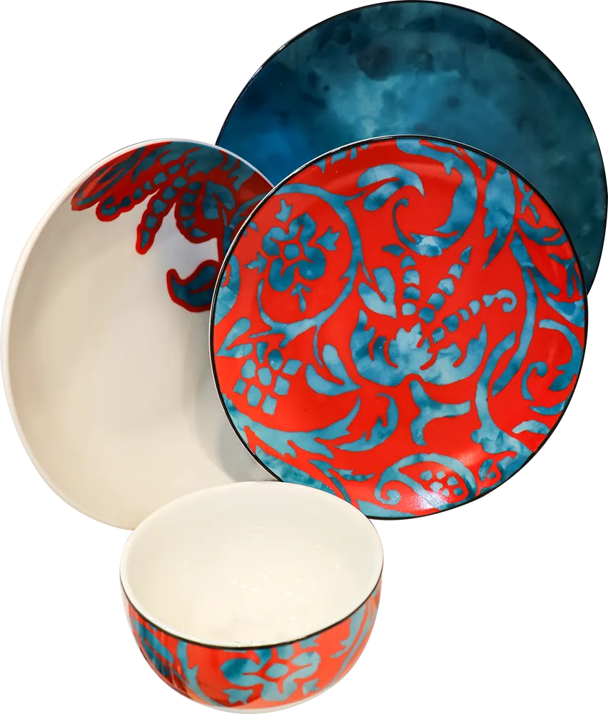 طقم عشاء بورسلين ،24 قطعة مدور،ألوان