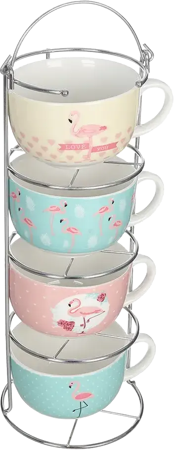 طقم شوربة بورسلين  بالاستاند ،5 قطع،ألوان