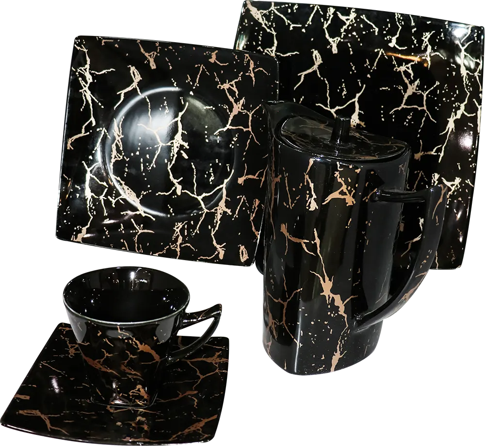 طقم سفره لوتس 61 قطعة ،أسود رخامي