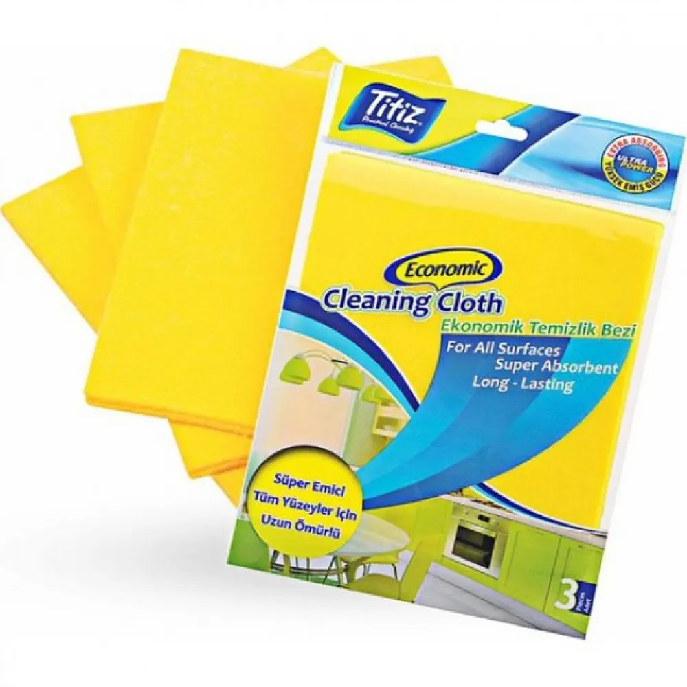 قماش تنظيف اقتصادي من تيتيز، 3 قطع،أصفر ، 703