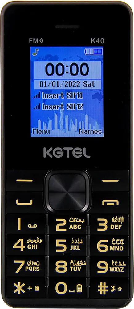 KGTEL K40 Mobile Phone, Dual SIM, 32 MB  memory, 32 MB  RAM, 2G, Gold*Black