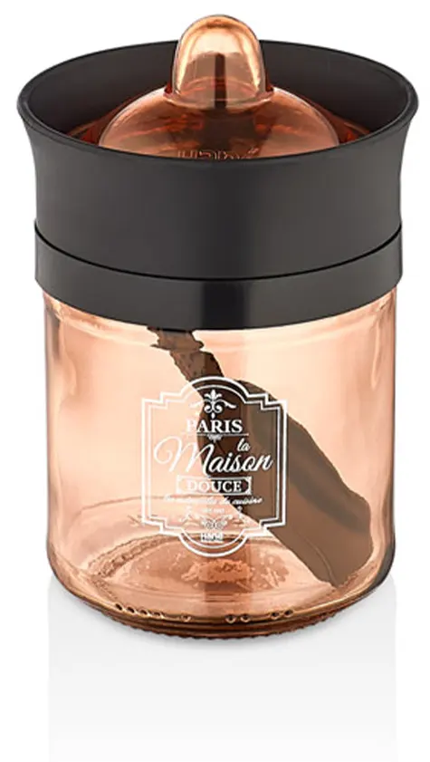 Clear Paris glass jar with spoon, 212 ml, Rose Gold, 2106