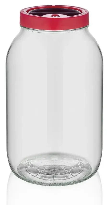Transparent glass jar with plastic lid, 5 liters