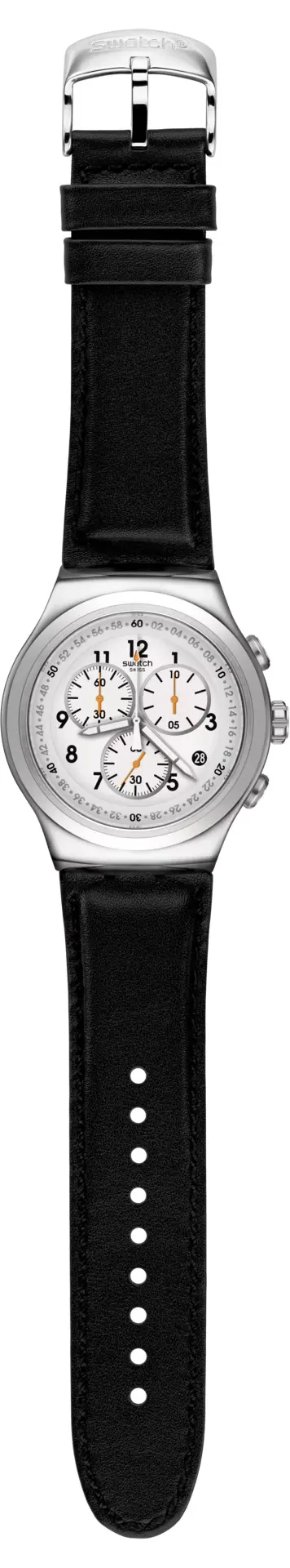 Swatch Men's Watch, Analog, Leather Strap, Black, YOS451