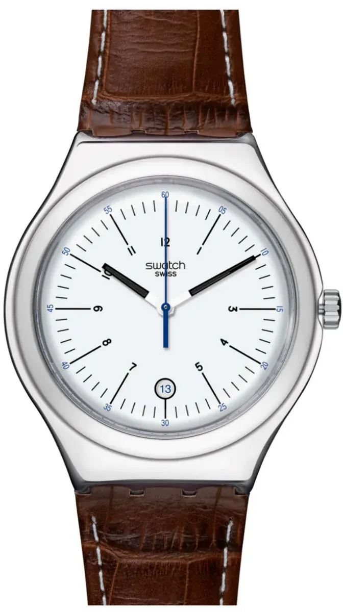 Swatch men's hotsell leather strap watch