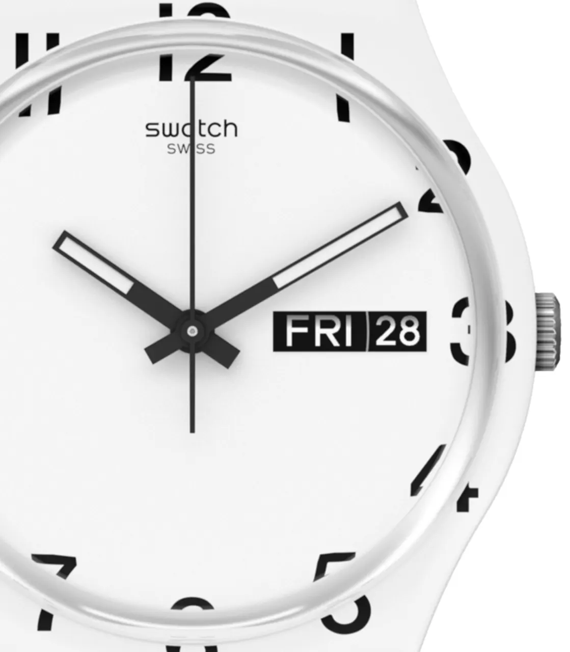 Swatch OVER WHITE Men's Watch, Analog, Silicone Strap, White, GW716