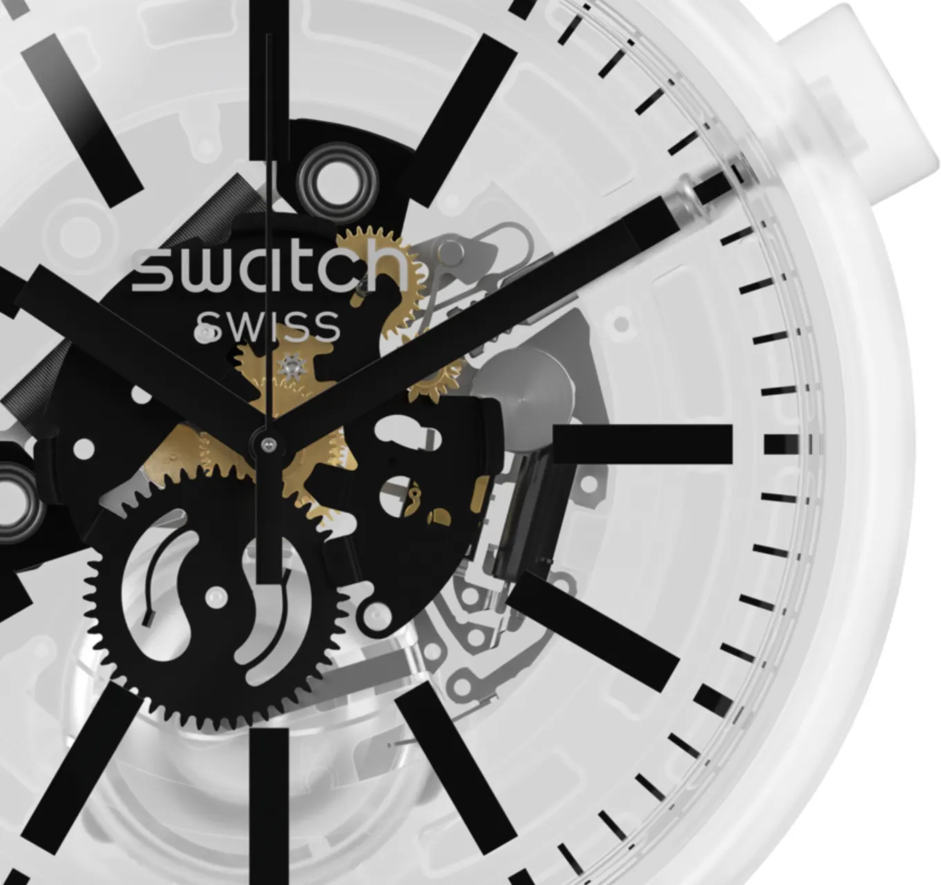 Swatch BLACKINJELLY Men's Watch, Analog, Silicone Strap, White, SO27E101