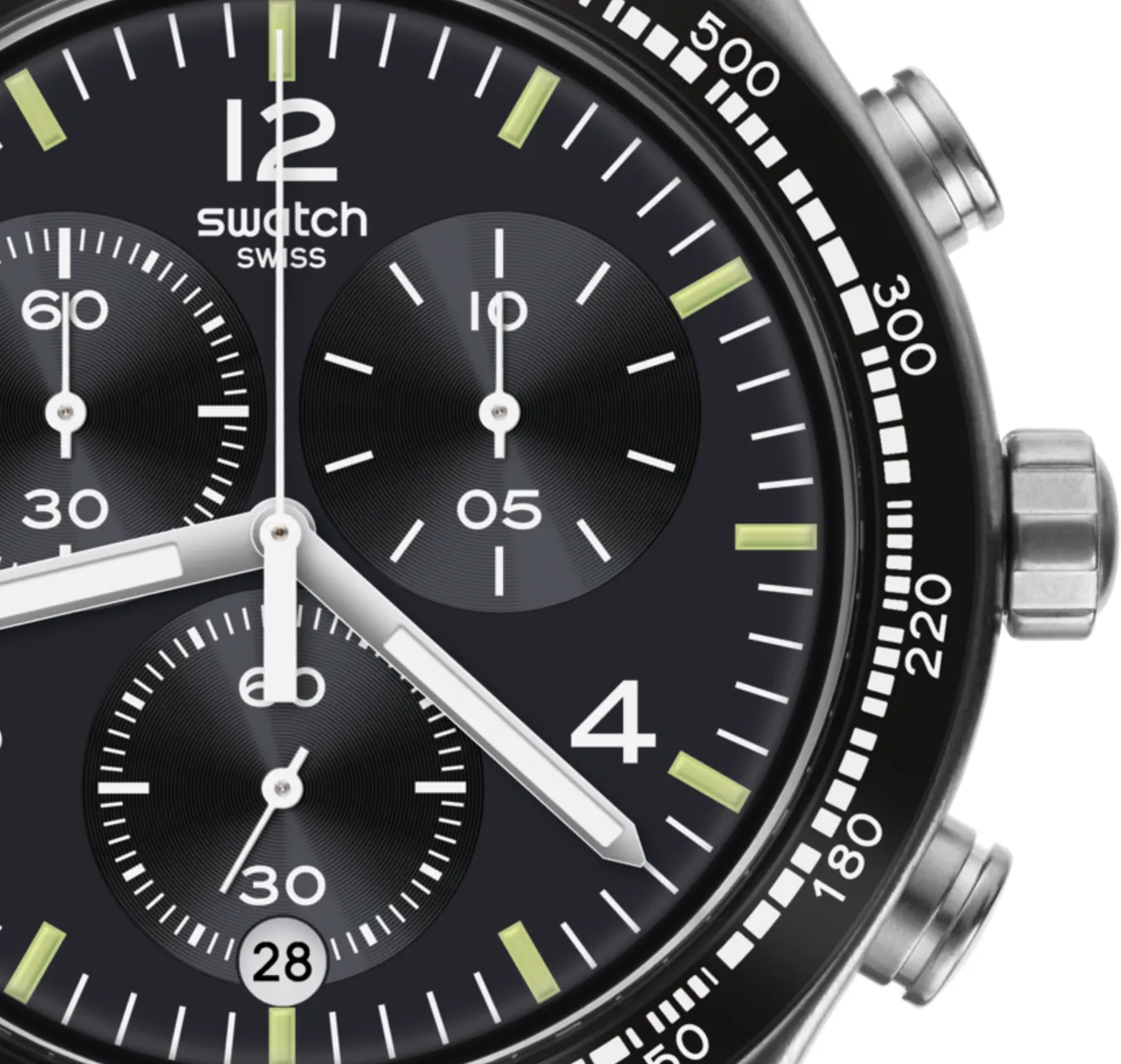 Swatch NIGHT FLIGHT Men's Watch, Analog, Stainless Steel Strap, Silver YVS444GC