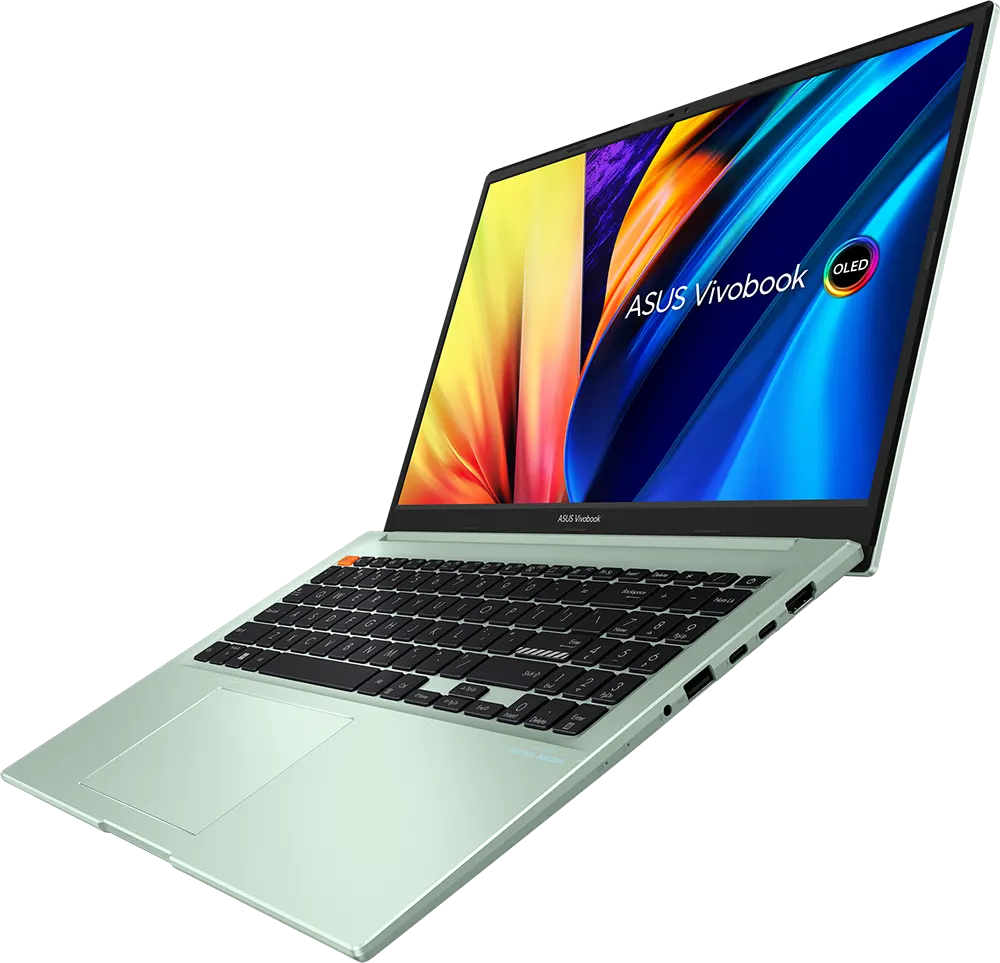 لاب توب اسوس فيفوبوك S 15 OLED D3502QA-OLED005W  معالج AMD Ryzen 5-5600H، رامات 8 جيجابايت، هارد ديسك 512 جيجابايت SSD ، شاشة أوليد 15.6 بوصة 2.8K ، ويندوز 11، أخضر