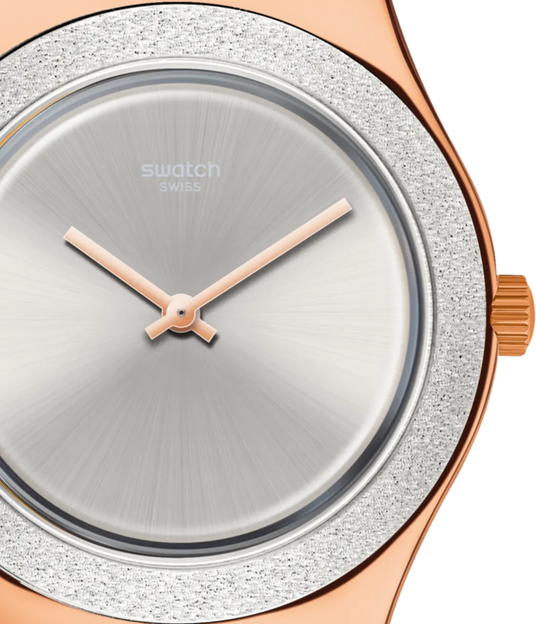 Swatch Women's Watch, Analog, leather Strap, Silver, YLG145