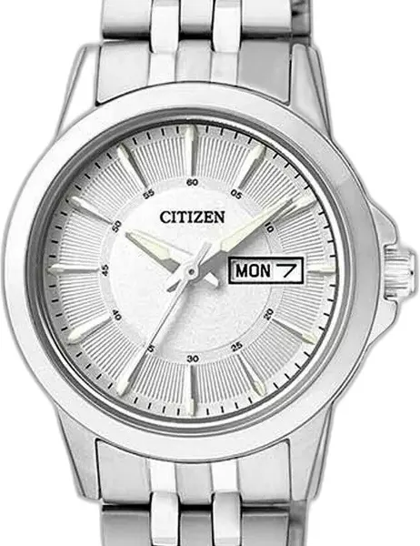 Citizen Women's Round Shape Analog Wrist Watch, Stainless steel Band, Silver , EQ0601-54A