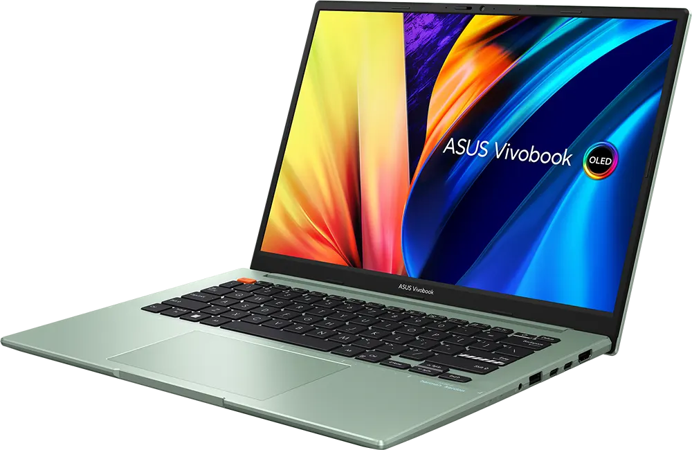 Laptop ASUS Vivobook S 14 OLED K3402ZA-OLED007W Intel Core I7-12700H, 16GB RAM, 512GB SSD Hard Disk, Intel Iris XE Graphics Card, 14" OLED Display, Windows 11, Brave Green