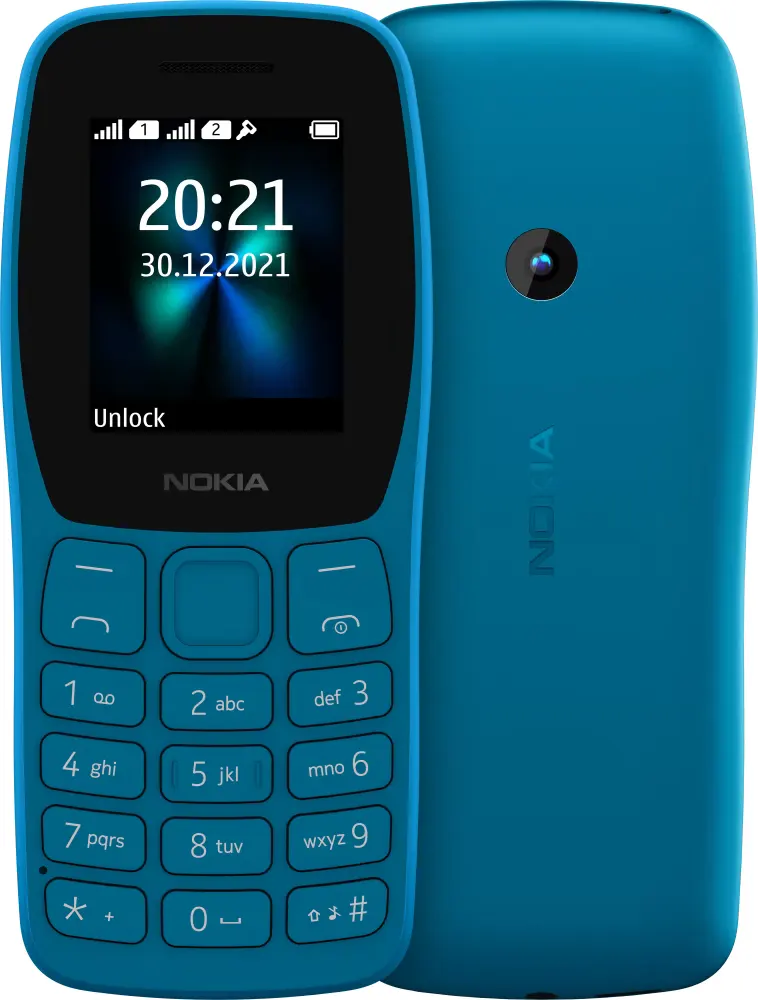 Nokia 110 Dual SIM Mobile, 4MB Internal Memory, 4MB RAM, 2G Network, Blue