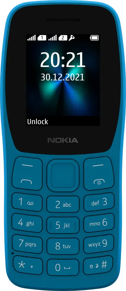 Nokia 110 Dual SIM Mobile, 4MB Internal Memory, 4MB RAM, 2G Network, Blue