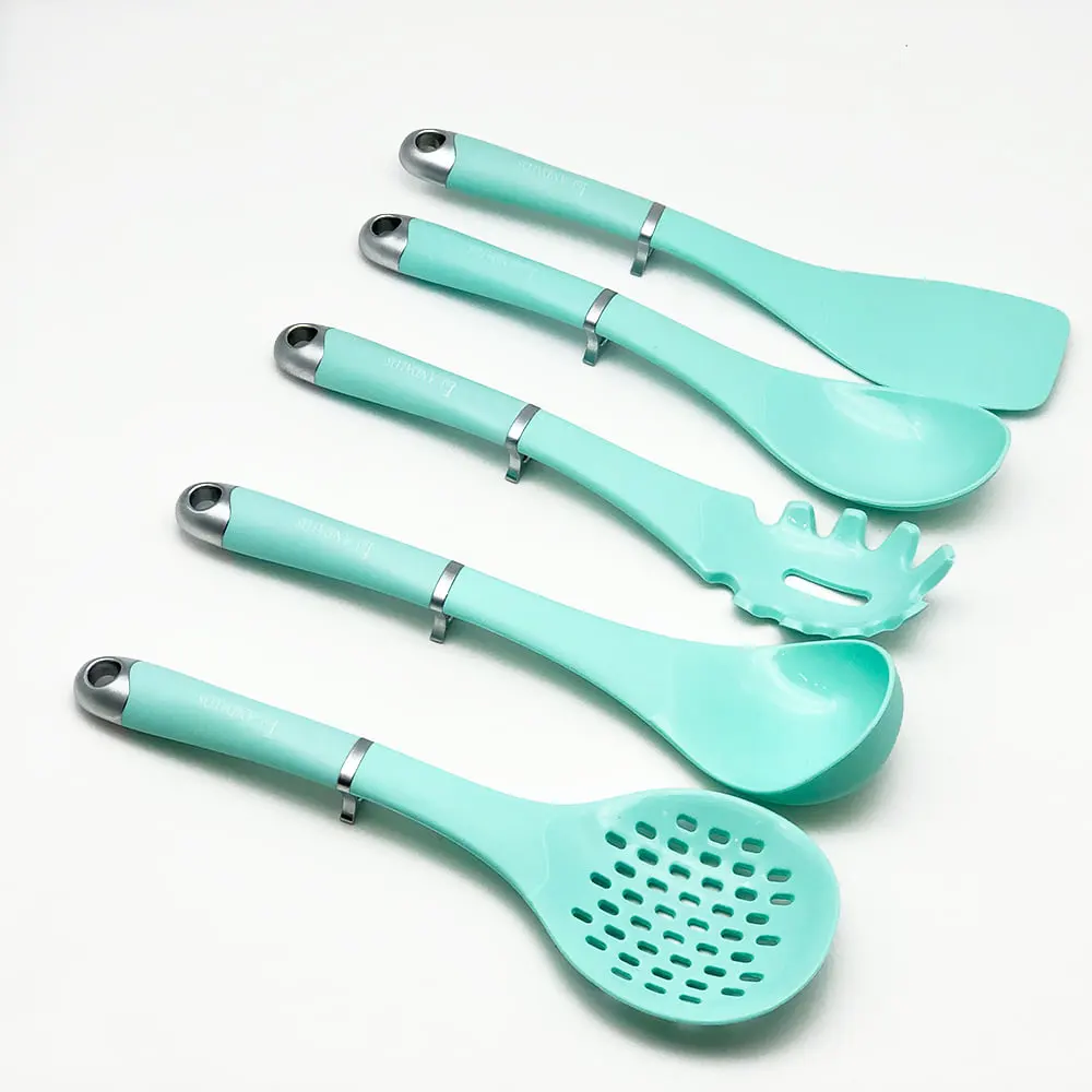 Silicone Spatula Set with Holder, 6 Pieces, green