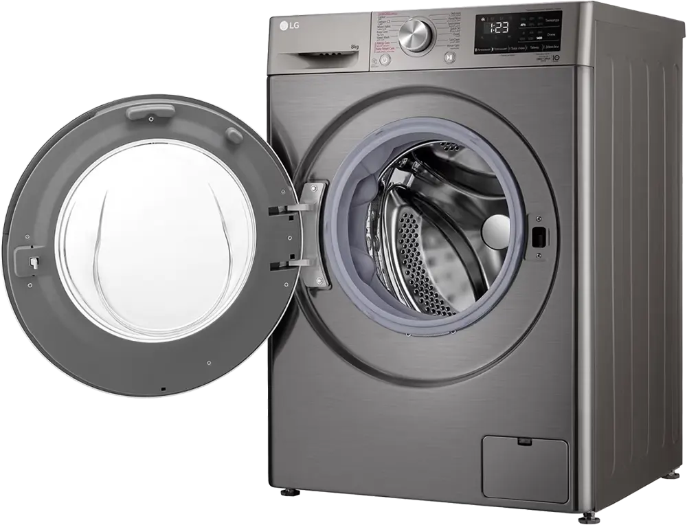 LG Vivace Front Loading Full Automatic Washing Machine, 8 Kg, Steam Wash, Inverter, Digital Screen, Silver, F4R3TYGCP
