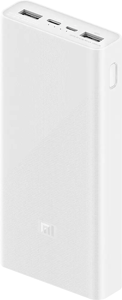 Xiaomi Portable Power Bank Charger, 20,000 mAh Battery, 18 Watt, 5 Volt, White, PLM18ZM