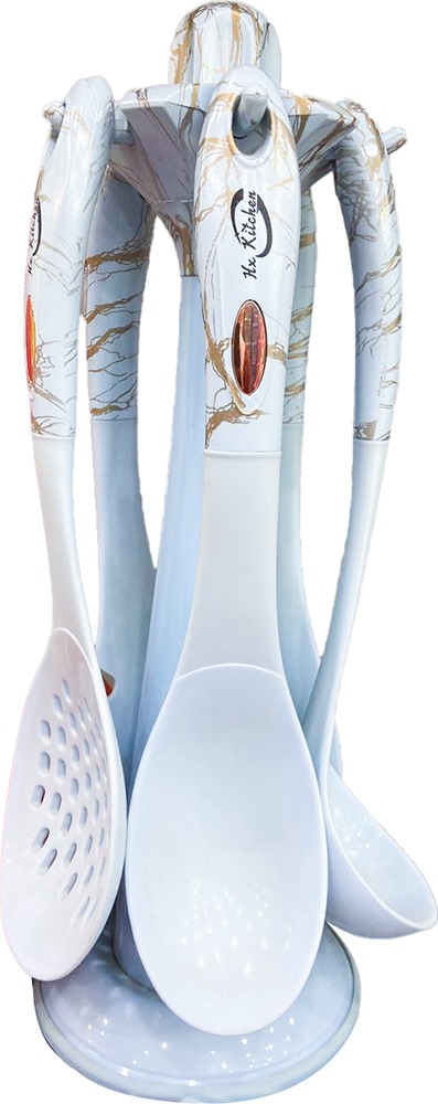 Silicone holder dispenser set, 6 pieces, blue marble