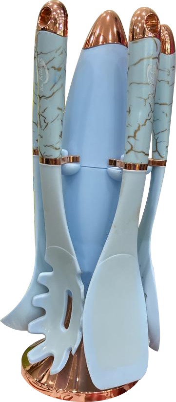 Silicone holder dispenser set, 7 pieces, blue marble