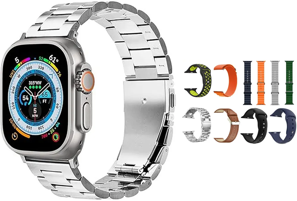 ساعة موديو يو 10 ألترا ماكس الذكية ، شاشة كاملة تعمل باللمس 2.2 بوصة، 10 أزواج أحزمة، بطارية 680 مللي أمبير، متعددة الألوان