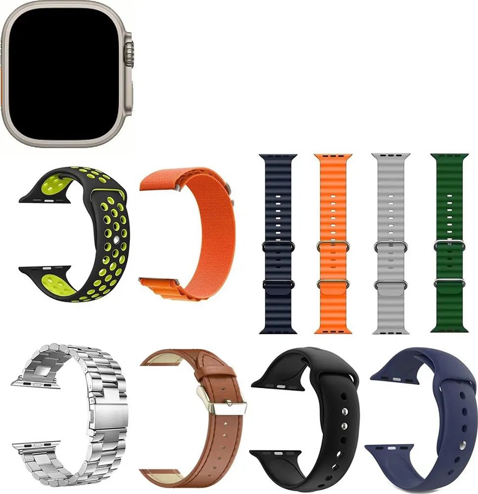 ساعة موديو يو 10 ألترا ماكس الذكية ، شاشة كاملة تعمل باللمس 2.2 بوصة، 10 أزواج أحزمة، بطارية 680 مللي أمبير، متعددة الألوان