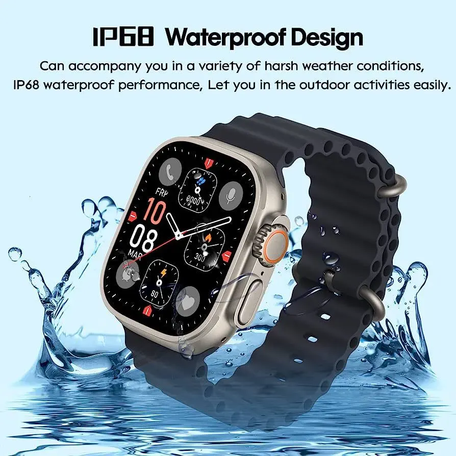 ساعة ذكية HK8 برو ماكس، شاشة لمس 2.0 بوصة، مقاومة للماء، بلوتوث v5.2، متعددة الألوان