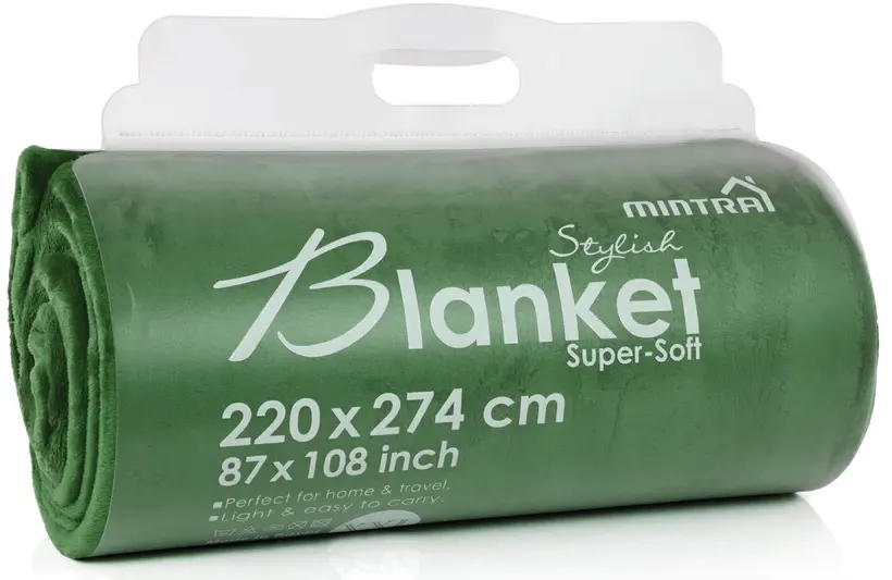 دفاية مايكروفايبر من مينترا فائقة النعومة،مقاس 220 × 274 سم ،أخضر