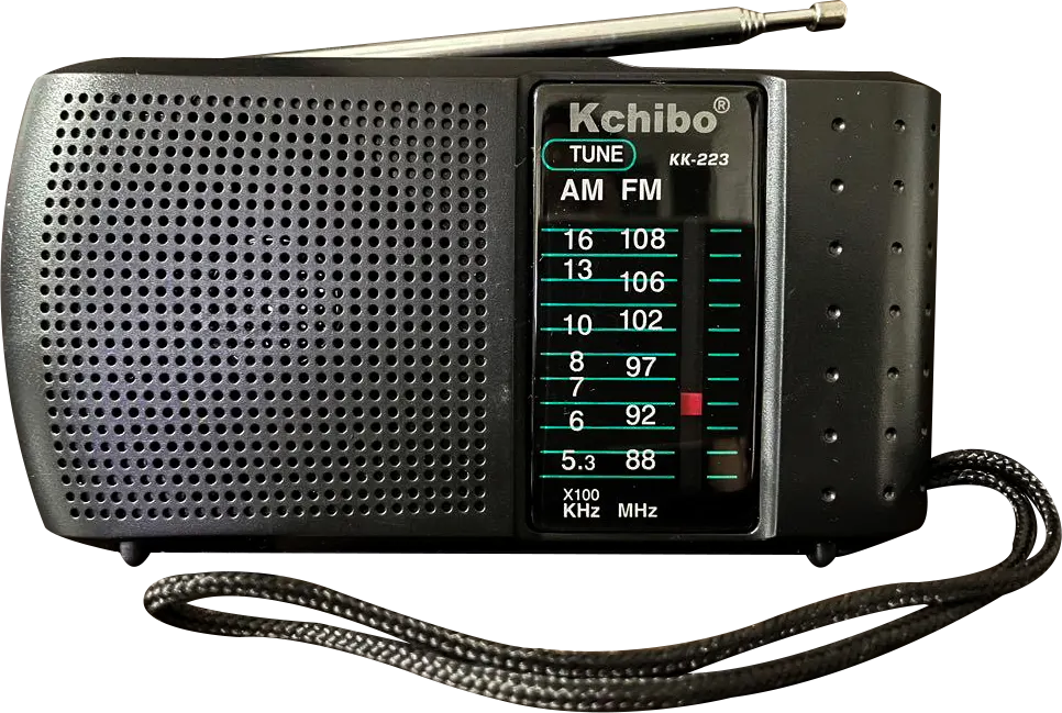KCHIBO Mini 2 Band Radio, Battery AA Operated, Multi Color, KK-223