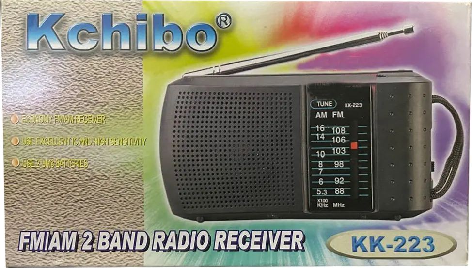 KCHIBO Mini 2 Band Radio, Battery AA Operated, Multi Color, KK-223