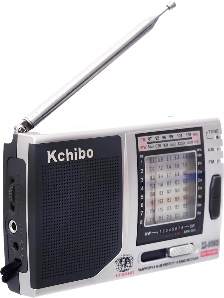 جهاز راديو صغير كيتشيبو، 2 نطاق، يعمل بالبطارية AA، فضي×أسود، KK-9803