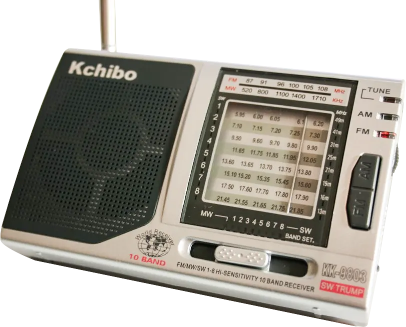 KCHIBO 2 Band Portable Radio, AA Battery Operated, Silver*Black, KK-9803