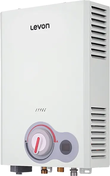 سخان مياه غاز ليفون  6 لتر، شاشة ديجيتال، ادابتور، بدون مدخنة، أبيض، Levon 6518123