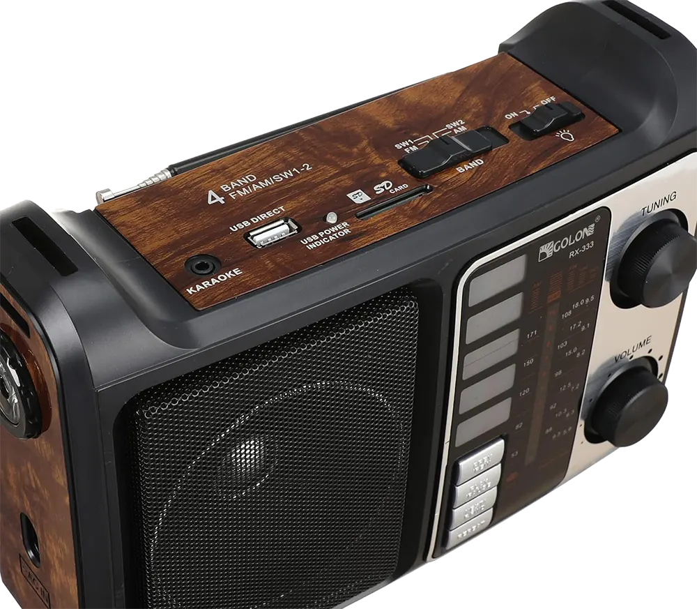 جهاز راديو صغير جولون، كلاسيكي، 4 نطاقات، قابل للشحن، USB، كشاف ليد، ألوان متعددة، RX.333
