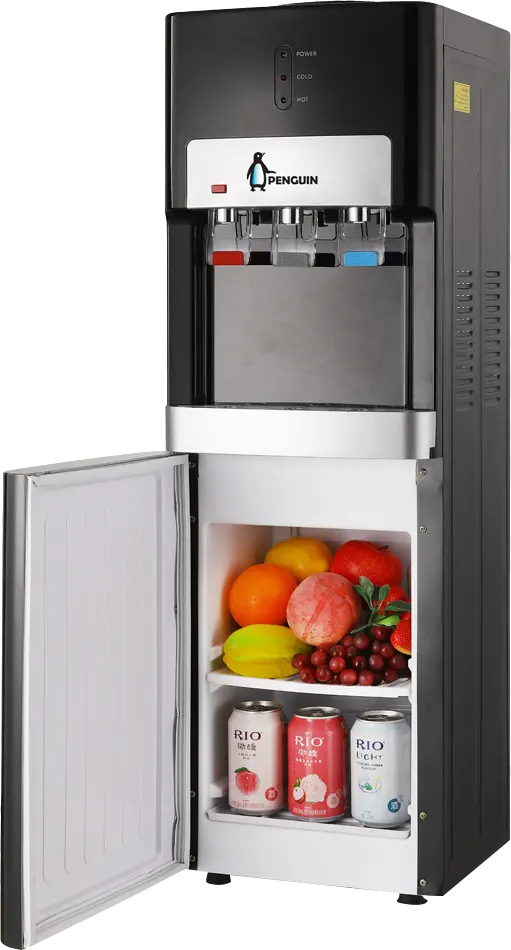 Penguin Water Dispenser, 3 Taps (Regular + Cold + Hot), Top Loading, Refrigerator, Black, HR-001