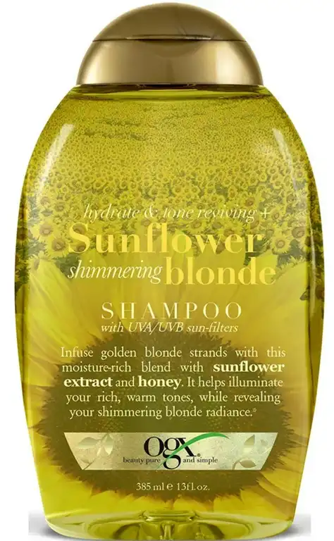 OGX Hydrate & Color Reviving + Sunflower Shimmering Blonde Shampoo with UVA-UVB Sun-Filters 385 Ml