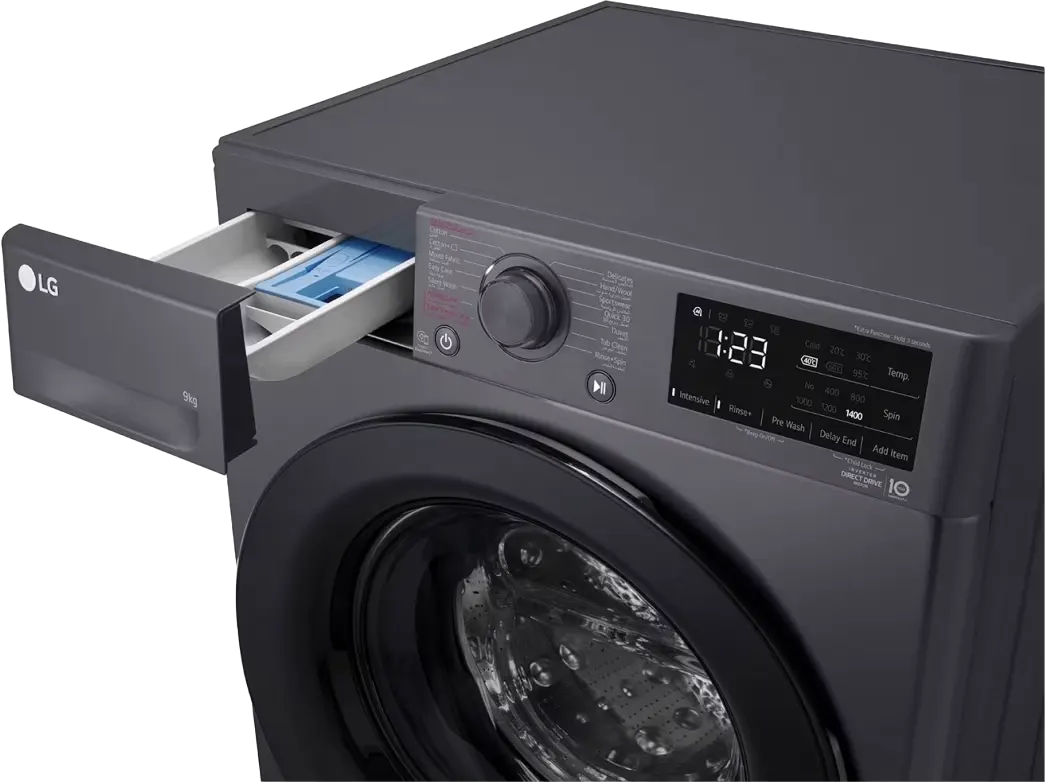LG Vivace Full Automatic Washing Machine, Front Load, 9 Kg, 1400 Rpm, Steam Wash, Dark Silver, F4R3VYG6J