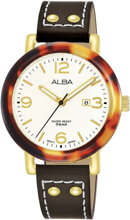 ساعة البا حريمي، عقارب، سوار جلد، بني، AH7P38X