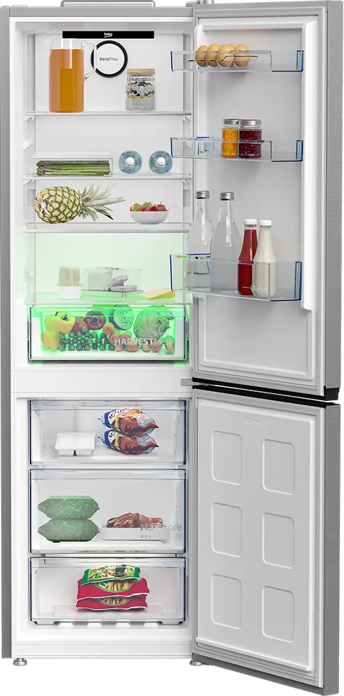 Beko Refrigerator Combi, No Frost, 367 Liters, 2 Doors, Digital Screen, Silver, RCNE367E30ZXB