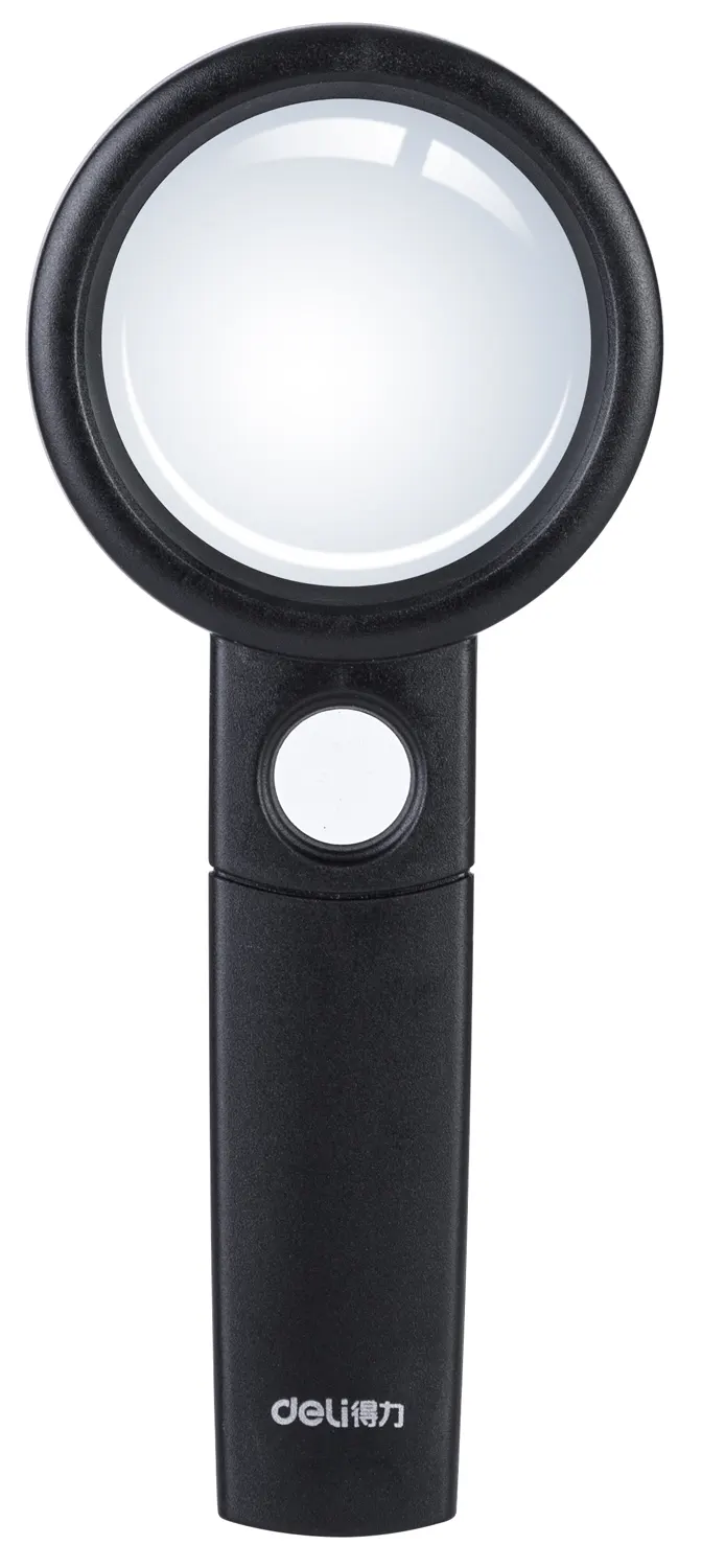 Deli Clear Handheld Magnifying Glass, 45mm, 3 Inch, Black, E9092