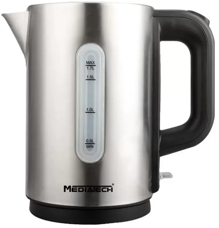 MediaTech Stainless Electric Water Kettle, 1.7 Liter, 2200 Watt, Silver, MT-KS400
