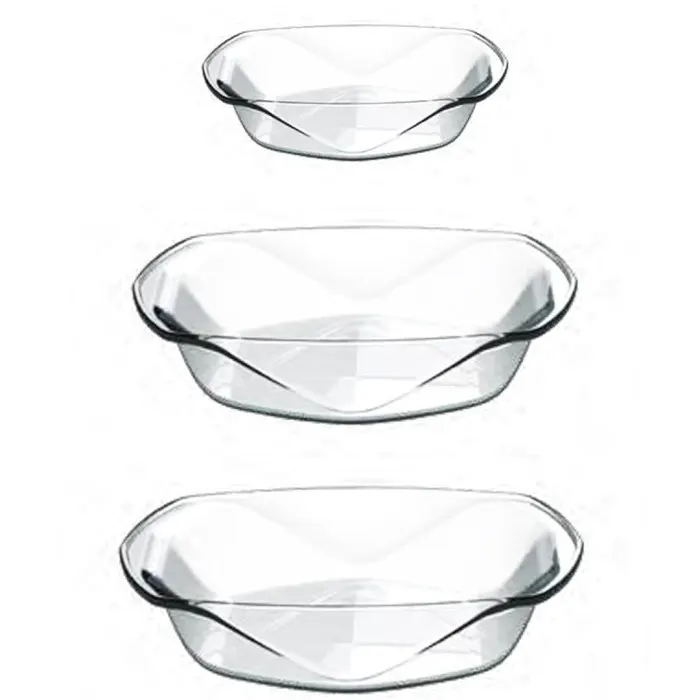 طقم طاجن بيركس شيف تابل ايطالي روستر ،3 قطع،شفاف