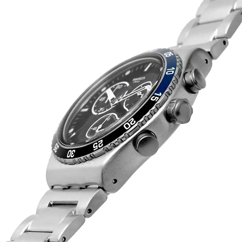 Swatch Men's Round Shape Stainless Steel Strap Analog Wrist Watch, Silver, YVS507G