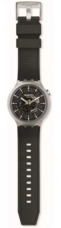 Swatch Unisex 's Round Shape Resin Strap Analog Wrist Watch, Black , SB07S105