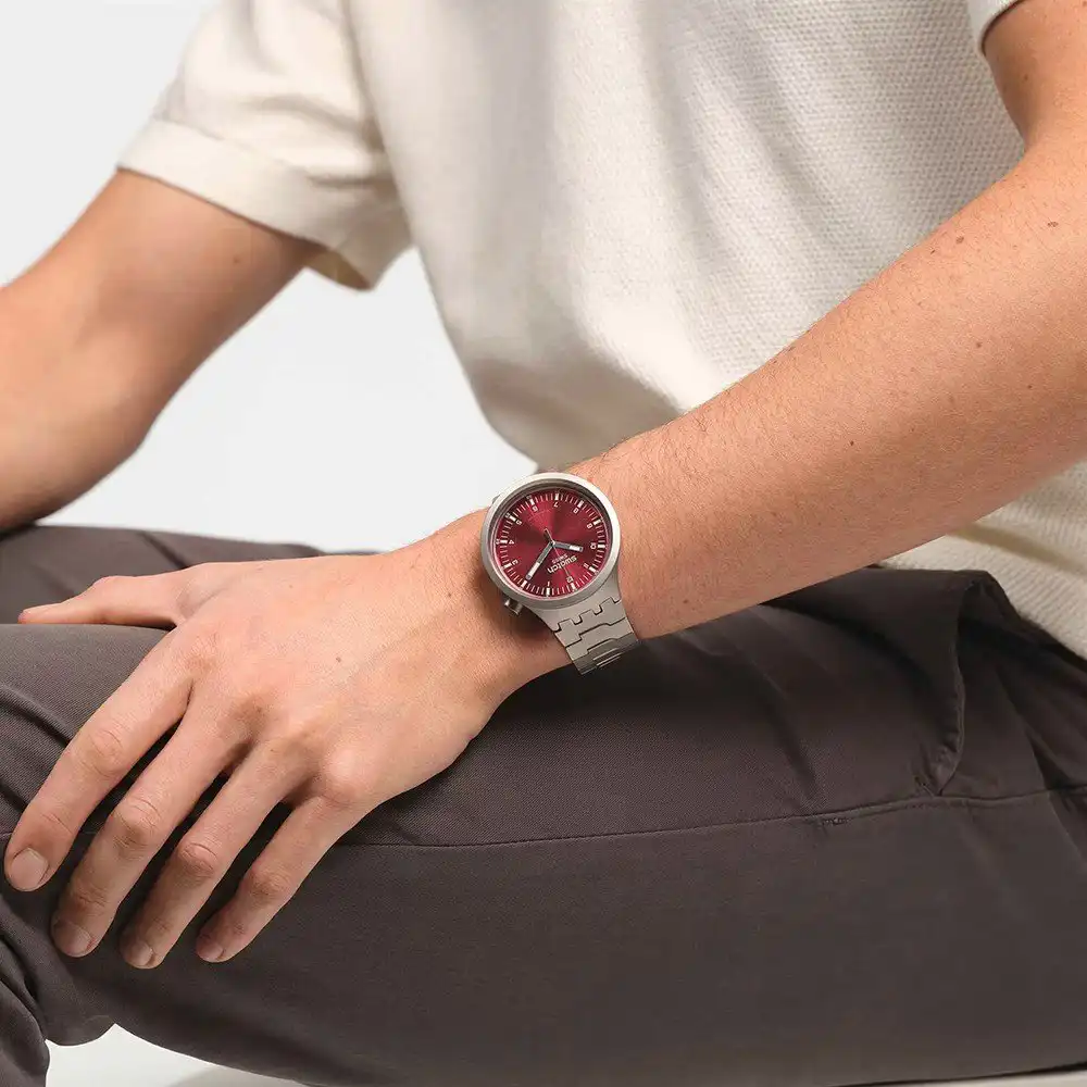Swatch Unisex 's Round Shape  Stainless Steel Strap Analog Wrist Watch, silver , SB07S104G